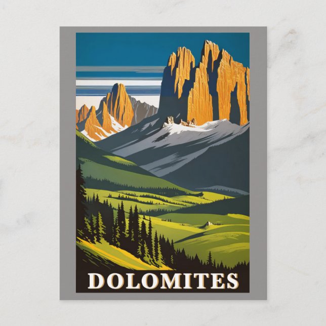 Vintage Dolomites Mountains Italy Landscape Postcard (Front)
