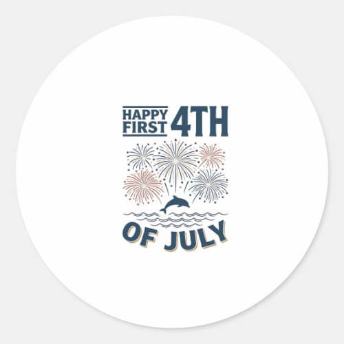 Vintage Dolphin 4th of July Fireworks Shirt Design Classic Round Sticker