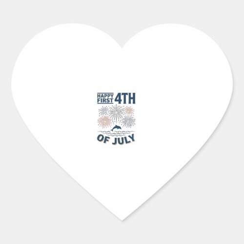 Vintage Dolphin 4th of July Fireworks Shirt Design Heart Sticker