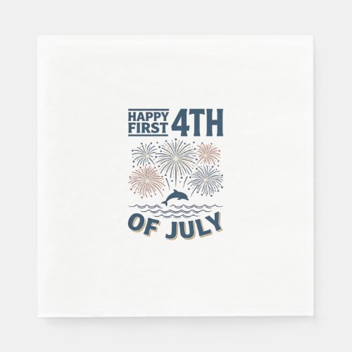 Vintage Dolphin 4th of July Fireworks Shirt Design Napkins
