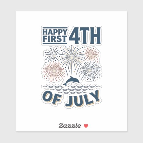 Vintage Dolphin 4th of July Fireworks Shirt Design Sticker