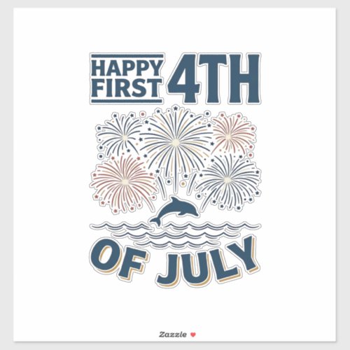 Vintage Dolphin 4th of July Fireworks Shirt Design Sticker