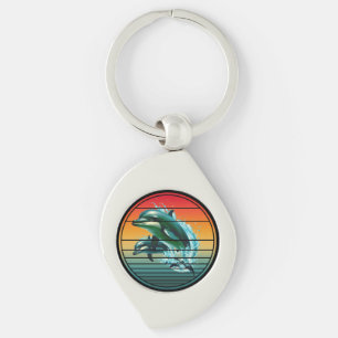 Vintage Dolphin Ocean Sea Creature Dolphins Keychain