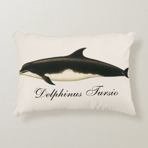 Vintage Dolphins Delphinus Tursio Marine Mammals Accent Pillow