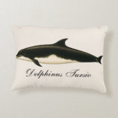 Vintage Dolphins Delphinus Tursio, Marine Mammals Accent Pillow (Back)