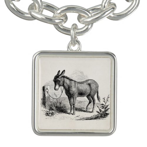 Vintage Domestic Donkey Personalized Retro Donkeys Charm Bracelet