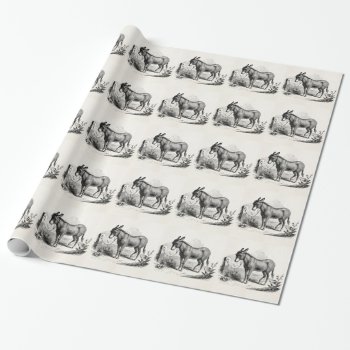 Vintage Domestic Donkey Personalized Retro Donkeys Wrapping Paper by SilverSpiral at Zazzle