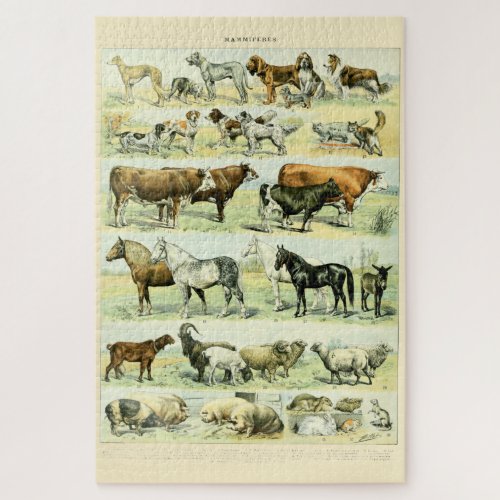 Vintage Domesticated Animals by Adolphe Millot Jigsaw Puzzle