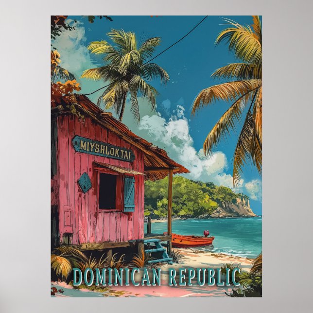 Vintage Dominican Republic Travel Art  Poster (Front)