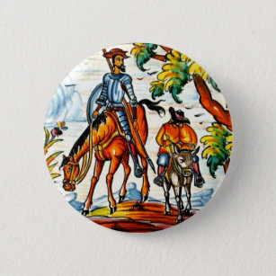 Vintage Don Quixote Majolica Pottery Art Antique Pinback Button