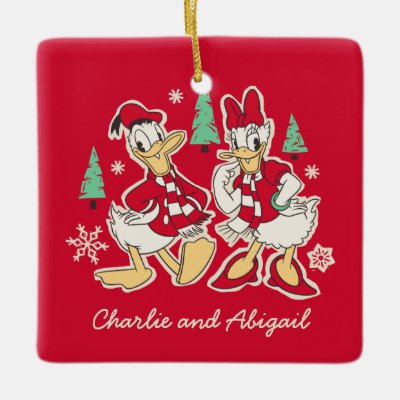 Vintage Donald & Daisy | Warm Holiday Hearts Ceramic Ornament