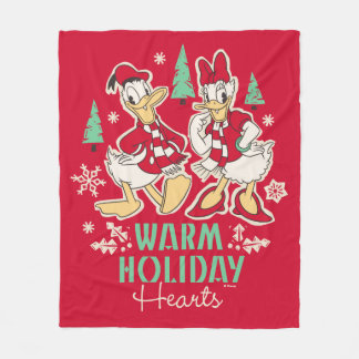 Vintage Donald & Daisy | Warm Holiday Hearts Fleece Blanket
