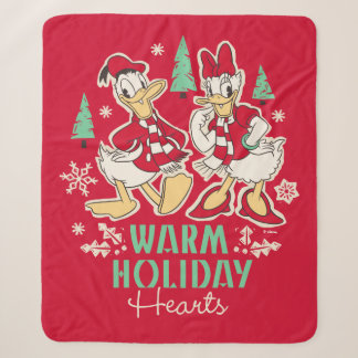 Vintage Donald & Daisy | Warm Holiday Hearts Sherpa Blanket