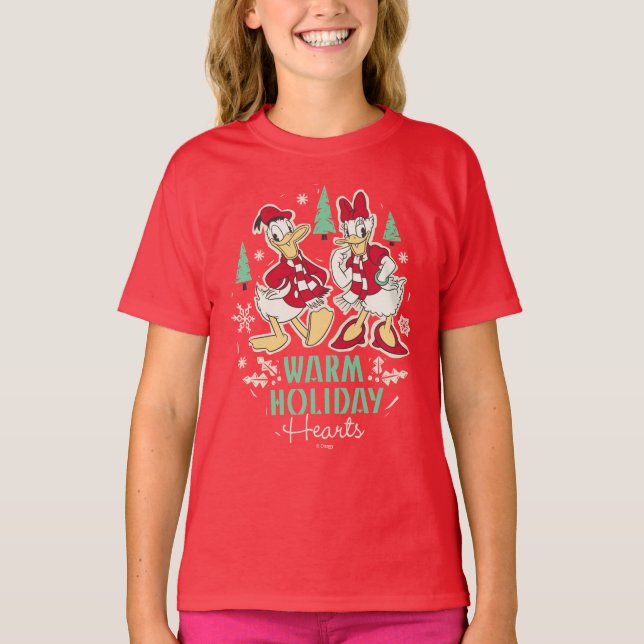 Vintage Donald & Daisy | Warm Holiday Hearts T-Shirt (Front)