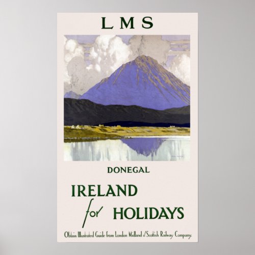 Vintage Donegal Ireland for Holidays Travel Poster