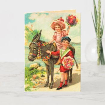 Vintage Donkey Birthday Card by golden_oldies at Zazzle