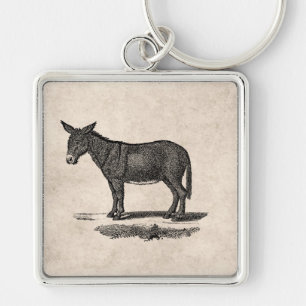 Vintage Donkey Illustration - 1800's Donkeys Keychain