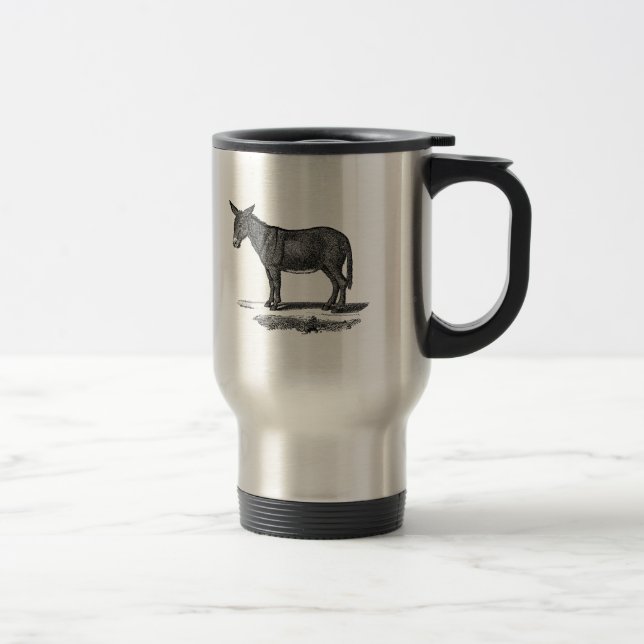 Vintage Donkey Illustration - 1800's Donkeys Travel Mug (Right)
