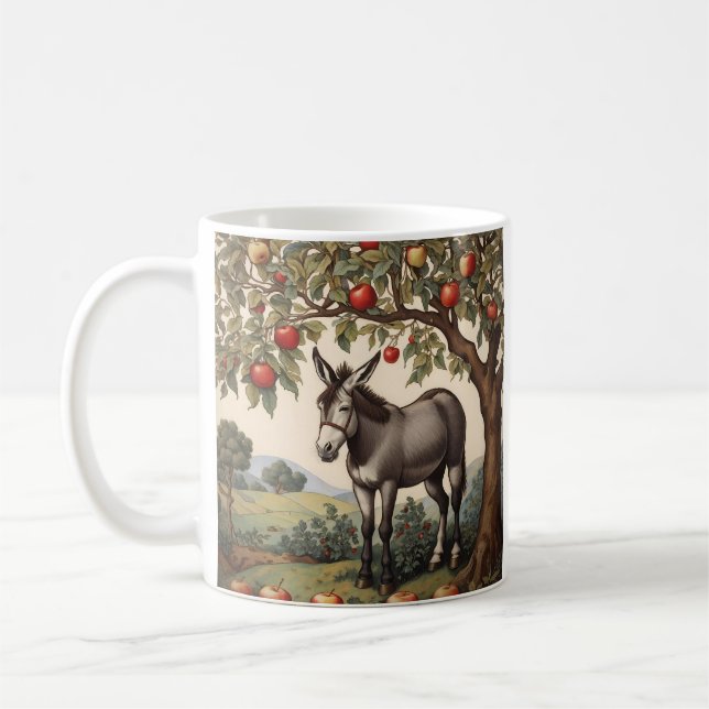 Vintage Donkey Under An Apple Tree Coffee Mug (Left)