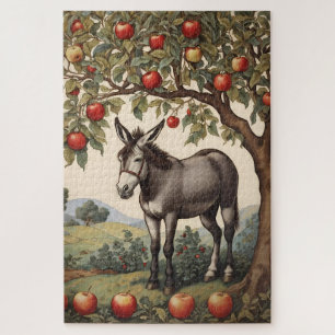 Vintage Donkey Under An Apple Tree Jigsaw Puzzle