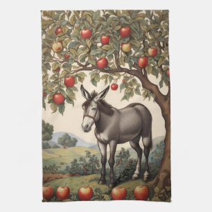 Vintage Donkey Under An Apple Tree Kitchen Towel