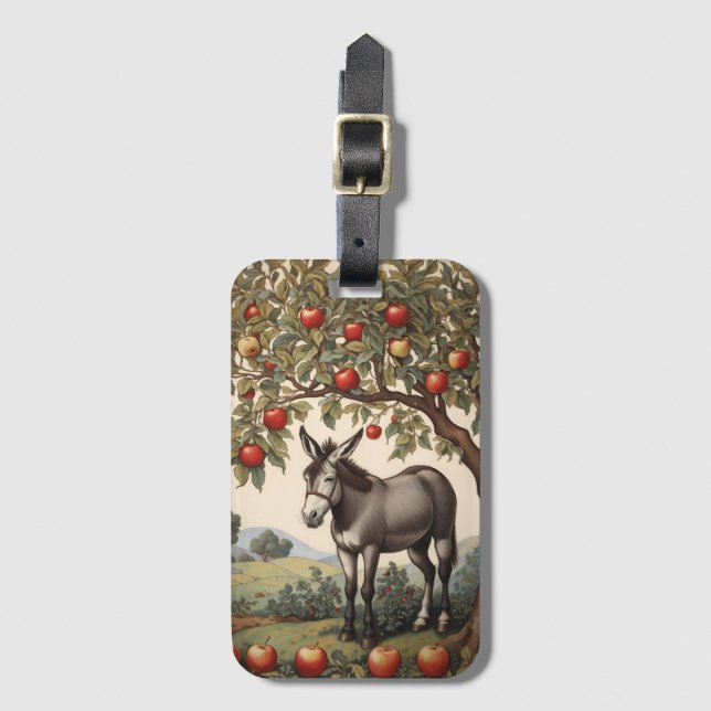 Vintage Donkey Under An Apple Tree Luggage Tag (Front Vertical)