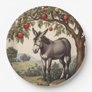 Vintage Donkey Under An Apple Tree Paper Plates