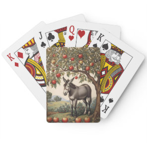 Vintage Donkey Under An Apple Tree Poker Cards