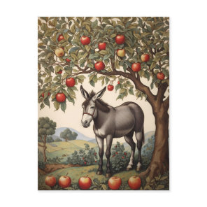 Vintage Donkey Under An Apple Tree Postcard