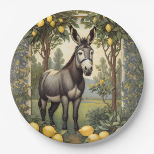 Vintage Donkey Under the Lemon Trees Paper Plates