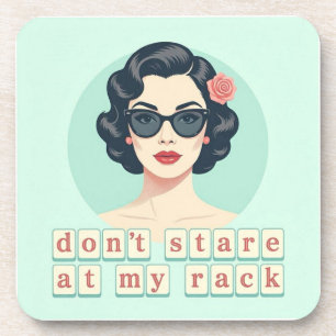 Vintage Don't Stare At My Rack Funny Mahjong Beverage Coaster