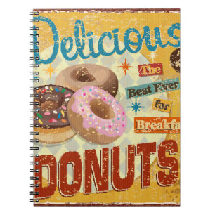 Vintage Donuts metal sign. vintage, sign, donut, p Notebook