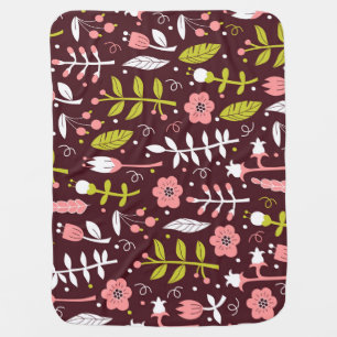 Vintage Doodle Floral Seamless Pattern Baby Blanket