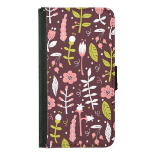 Vintage Doodle Floral Seamless Pattern Samsung Galaxy S5 Wallet Case