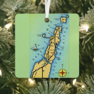 Vintage Door County Wisconsin Metal Ornament
