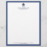 Vintage Door Knocker Logo Blue Border  Letterhead<br><div class="desc">A stylish and classic letterhead design with a hint of glamour - this business stationery for interior designers includes a blue toned greek key patterned background with your name or business name elegantly displayed in dark blue with a blue door knocker logo. Designed by 1201AM, a boutique design agency specializing...</div>