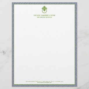 Vintage Door Knocker Logo Blue/Green Border  Letterhead