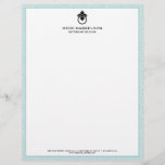 Vintage Door Knocker Logo Mint/Black Border  Letterhead<br><div class="desc">A stylish and classic letterhead design with a hint of glamour - this business stationery for interior designers includes a mint and white greek key patterned background with your name or business name elegantly displayed in black with a vintage door knocker logo above it. Designed by 1201AM, a boutique design...</div>