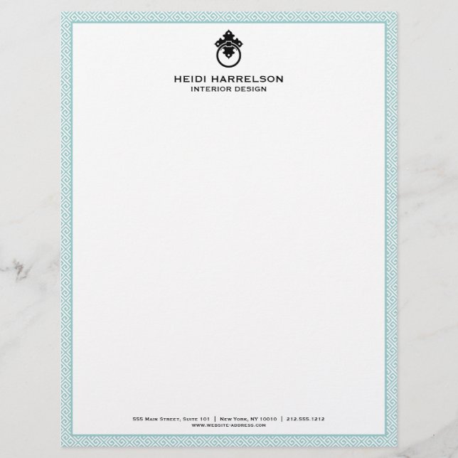 Vintage Door Knocker Logo Mint/Black Border  Letterhead (Front)