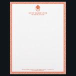 Vintage Door Knocker Logo Orange Border  Letterhead<br><div class="desc">A stylish and classic letterhead design with a hint of glamour - this business stationery for interior designers includes an orange and white greek key patterned background with your name or business name elegantly displayed in a poppy orange with an orange vintage door knocker logo. Designed by 1201AM, a boutique...</div>