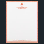 Vintage Door Knocker Logo Orange Border  Letterhead<br><div class="desc">A stylish and classic letterhead design with a hint of glamour - this business stationery for interior designers includes an orange and white greek key patterned background with your name or business name elegantly displayed in a poppy orange with an orange vintage door knocker logo. Designed by 1201AM, a boutique...</div>