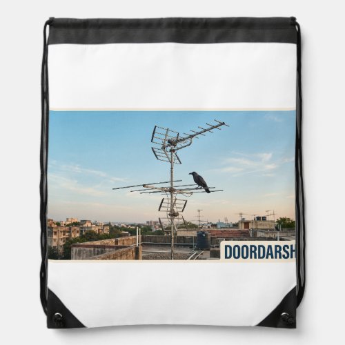Vintage Doordarshan Era Rooftop TV Antenna | 80s I Drawstring Bag