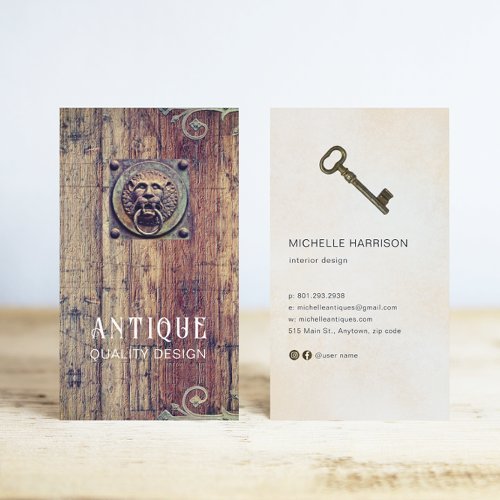 Vintage Doorknob Antique Key Interior Designer Business Card