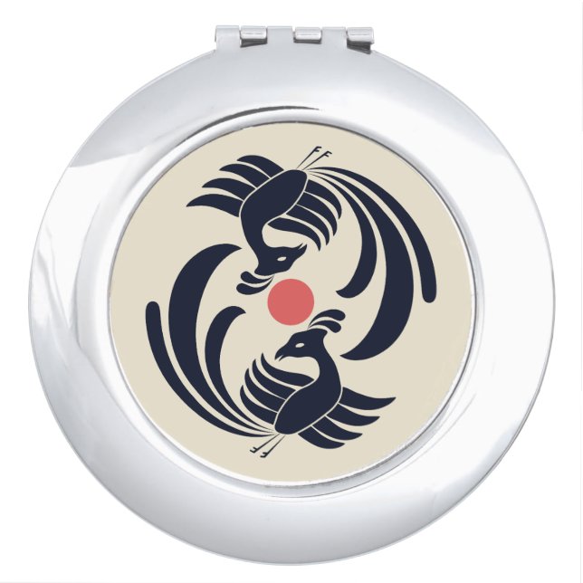 vintage double cranes compact mirror (Front)
