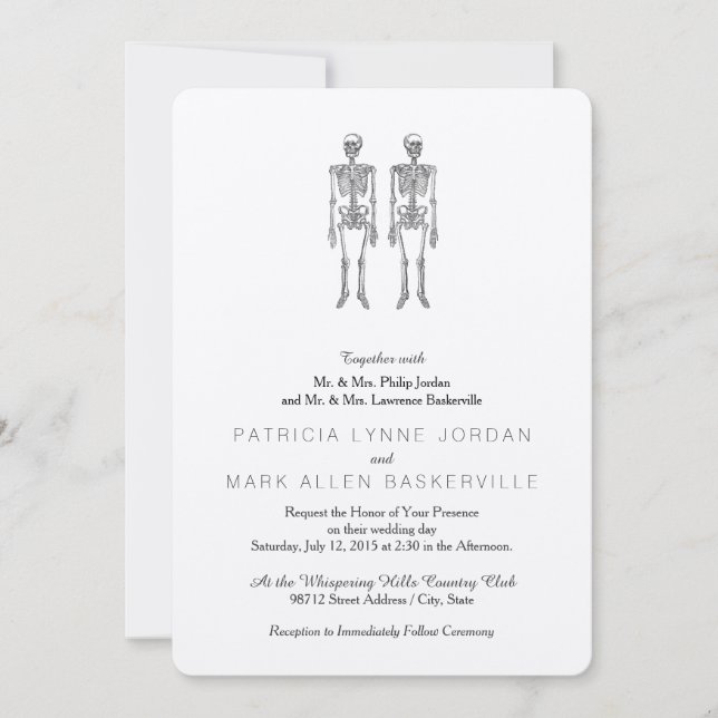 Vintage Double Human Skeleton Illustration Invitation (Front)