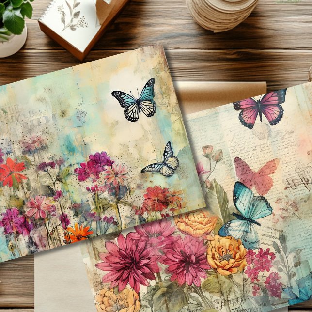 Vintage Double-Sided Butterfly Scrapbook Paper (Creator Uploaded)
