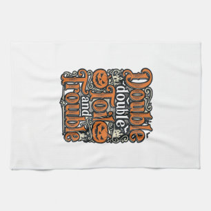 Vintage Double Toil Trouble Halloween Shirt Design Kitchen Towel