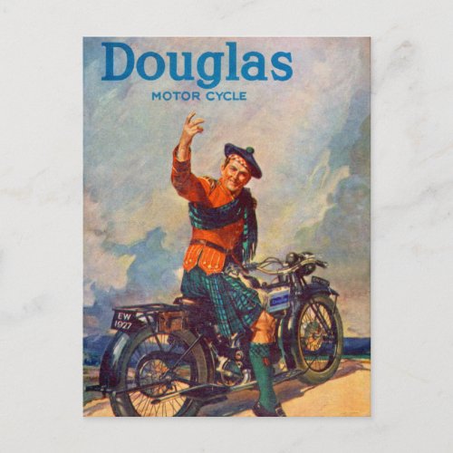Vintage Douglas Motorcycle V for Victory Postcard