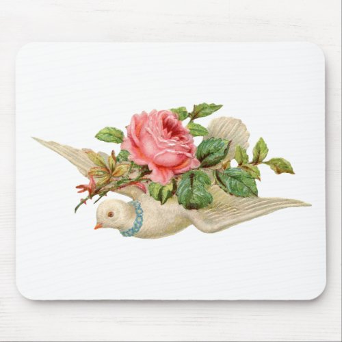 Vintage Dove and Rose Mouse Pad
