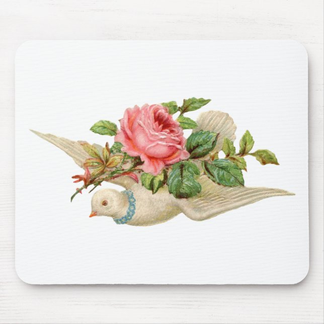 Vintage Dove and Rose Mouse Pad (Front)